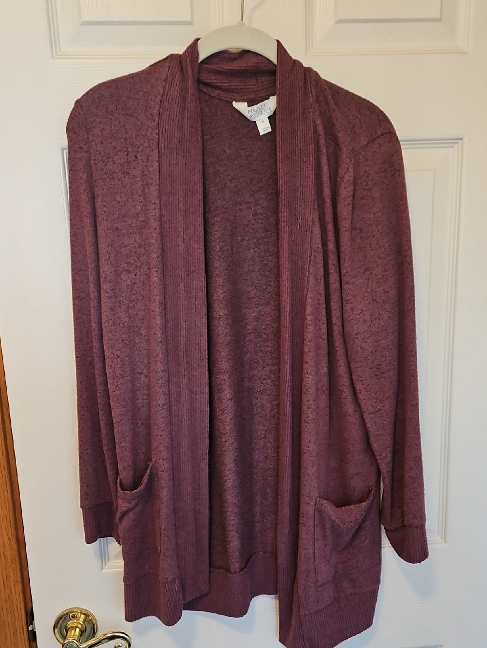 Market & Spruce Mauve Open-Front Women's Cardigan Sweater